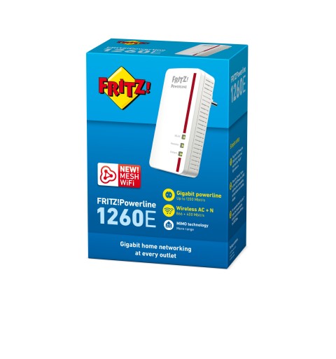 FRITZ!Powerline Powerline 1260E 1200 Mbit s Collegamento ethernet LAN Wi-Fi Bianco 1 pz