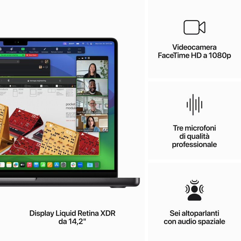 Apple MacBook Pro 14'' M3 Pro chip con 11‑core CPU e 14‑core GPU, 512GB SSD - Nero Siderale