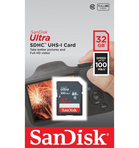 SanDisk Ultra 32GB SDHC Mem Card 100MB s UHS-I Klasse 10