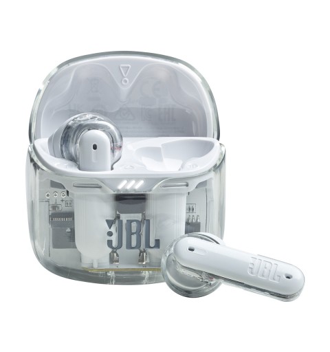 JBL Tune Flex Ghost Edition Casque True Wireless Stereo (TWS) Ecouteurs Appels Musique Bluetooth Translucide, Blanc