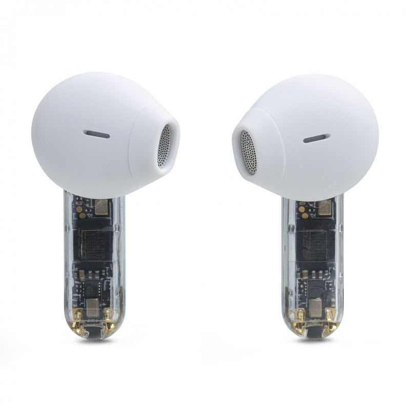 JBL Tune Flex Ghost Edition Casque True Wireless Stereo (TWS) Ecouteurs Appels Musique Bluetooth Translucide, Blanc
