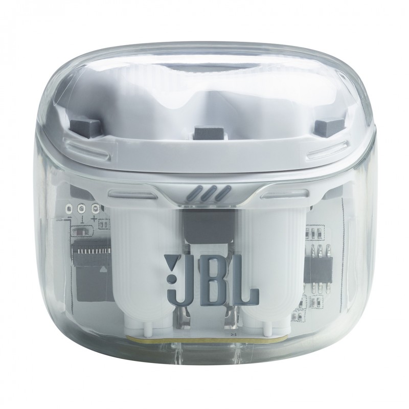 JBL Tune Flex Ghost Edition Casque True Wireless Stereo (TWS) Ecouteurs Appels Musique Bluetooth Translucide, Blanc