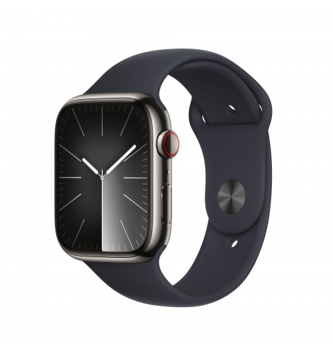 Apple Watch Series 9 GPS + Cellular Cassa 45m in Acciaio inossidabile Grafite con Cinturino Sport Band Mezzanotte - M L