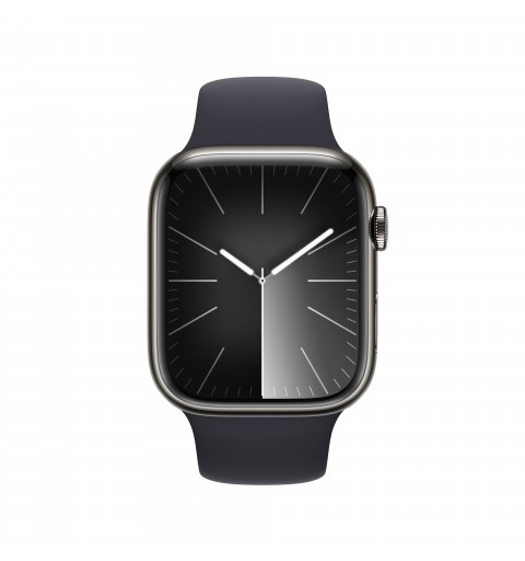 Apple Watch Series 9 GPS + Cellular Cassa 45m in Acciaio inossidabile Grafite con Cinturino Sport Band Mezzanotte - M L