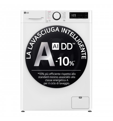LG D2R5S09TSWW Waschtrockner Freistehend Frontlader Weiß E