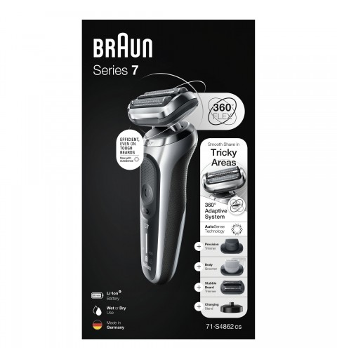 Braun Series 7 71-S4862cs Rasoio Elettrico Uomo Con Accessori Rifinitore Di Precisione, Rifinitore Effetto Barba Incolta E