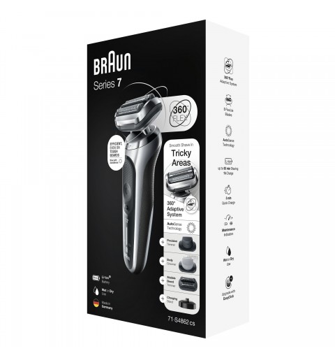 Braun Series 7 71-S4862cs Rasoio Elettrico Uomo Con Accessori Rifinitore Di Precisione, Rifinitore Effetto Barba Incolta E