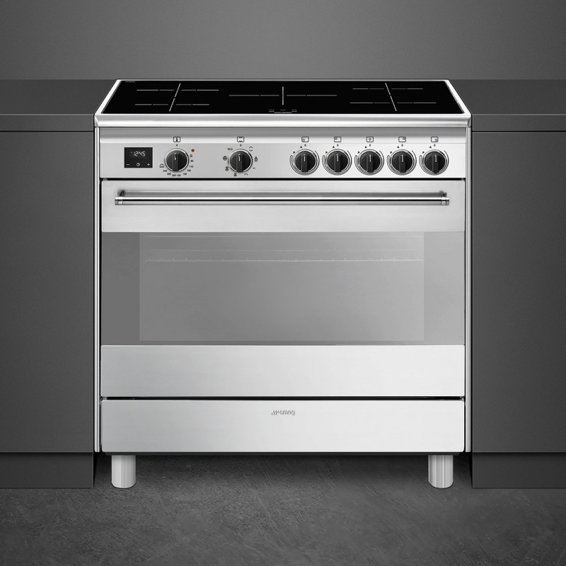 Smeg Concert BG91IX2 four et cuisinière Plaque avec zone à induction Acier inoxydable A