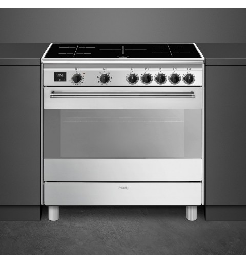 Smeg Concert BG91IX2 cocina Cocina familiar tipo industrial Con placa de inducción Acero inoxidable A