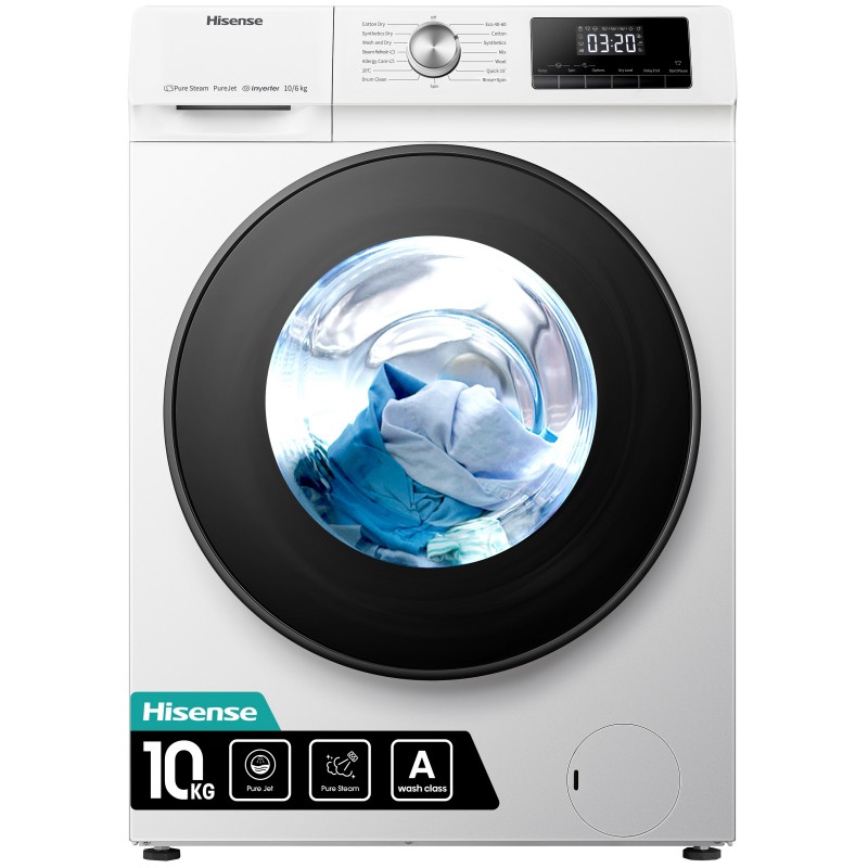 Hisense WDQA1014EVJM lavadora-secadora Carga frontal Blanco D