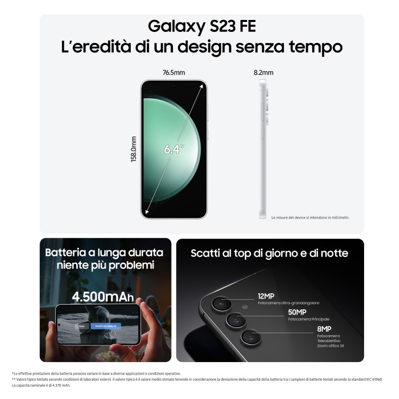 Samsung Galaxy S23 FE Graphite + Buds FE Graphite 16,3 cm (6.4") SIM doble 5G USB Tipo C 8 GB 128 GB 4500 mAh Grafito