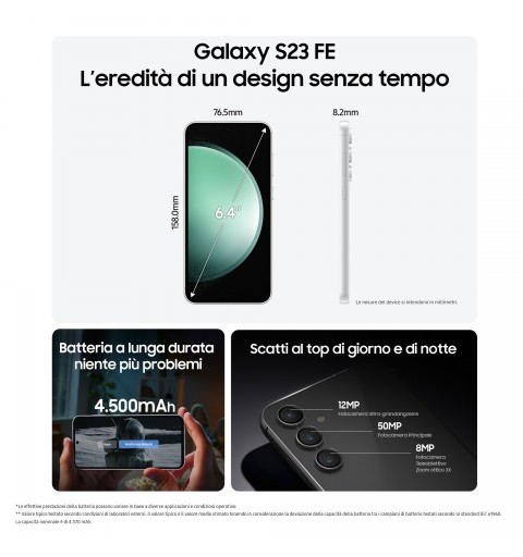 Samsung Galaxy S23 FE Graphite + Buds FE Graphite 16,3 cm (6.4") SIM doble 5G USB Tipo C 8 GB 128 GB 4500 mAh Grafito