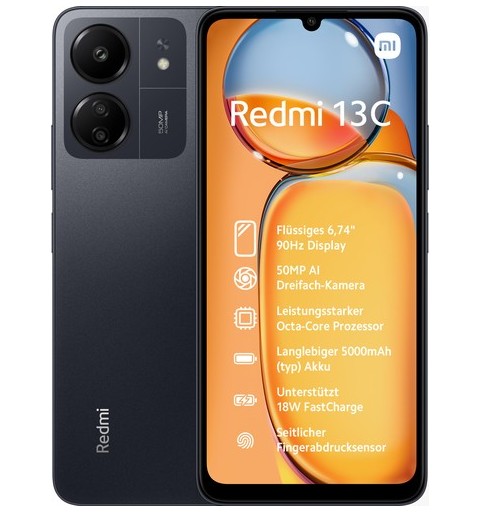Xiaomi Redmi 13C 17,1 cm (6.74") SIM doble Android 13 4G USB Tipo C 6 GB 128 GB 5000 mAh Negro