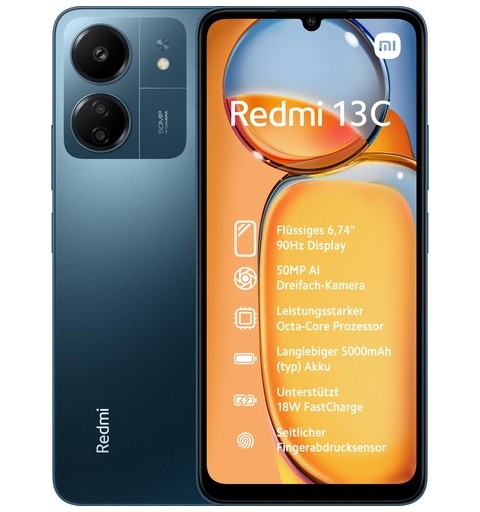 Xiaomi Redmi 13C 17,1 cm (6.74") Double SIM 4G USB Type-C 8 Go 256 Go 5000 mAh Bleu, Marine