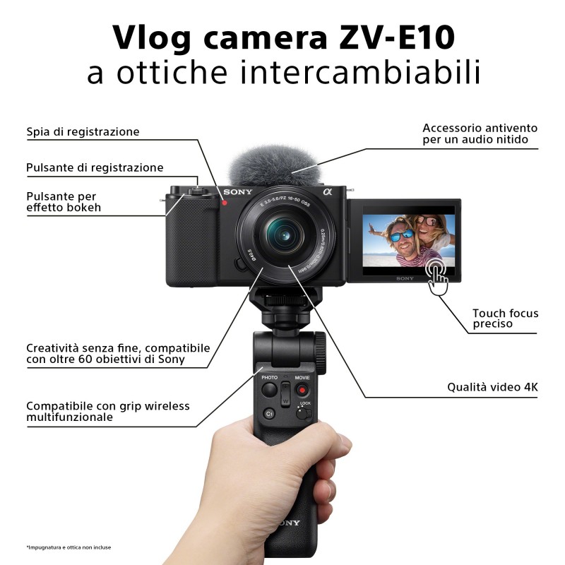Sony α Alpha ZV-E10L - Mirrorless Vlog ad ottiche intercambiabili, sensore APS-C e obiettivo Power Zoom 16-50mm f 3.5-5.6