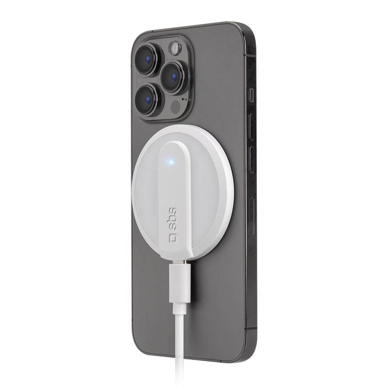 SBS TECHGMAGW cargador de dispositivo móvil Smartphone Blanco USB Cargador inalámbrico Carga rápida Interior