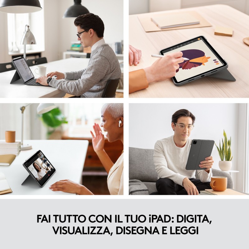 Logitech Combo Touch Grau Smart Connector QWERTY Italienisch