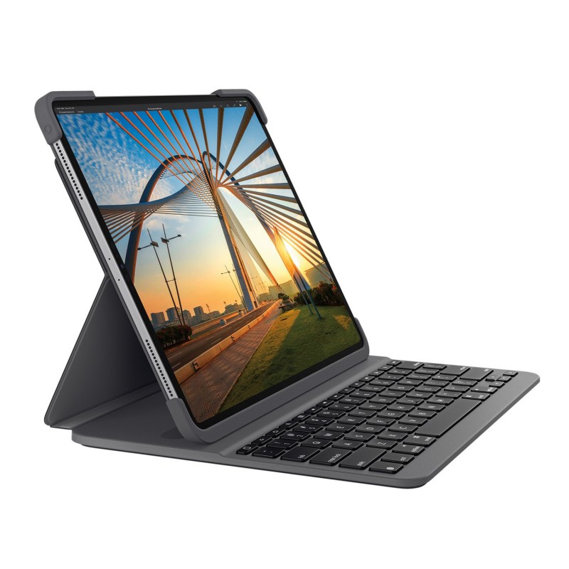 Logitech SLIM FOLIO PRO, custodia Bluetooth con tastiera retroilluminata per iPad Pro da 12,9 pollici (3a e 4a generazione)