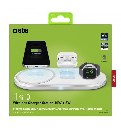 SBS TEWIRE20WMULTI chargeur d'appareils mobiles Casque, Smartphone, Smartwatch Blanc USB Recharge sans fil Intérieure