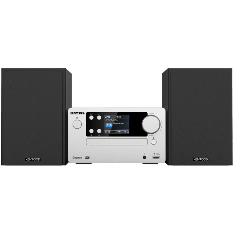 Kenwood Electronics M-725DAB-S sistema de audio para el hogar Microcadena de música para uso doméstico 50 W Negro, Plata