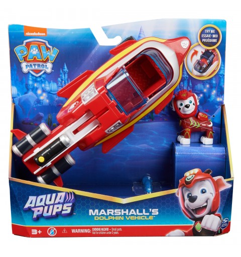 PAW Patrol , Veicolo Trasformabile Aqua Pups di Marshall per Avventure Marine, Personaggio di Marshall incluso, Giochi per