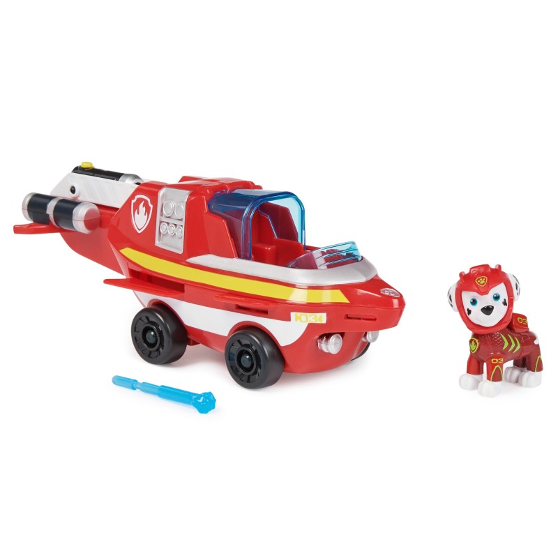 PAW Patrol , Veicolo Trasformabile Aqua Pups di Marshall per Avventure Marine, Personaggio di Marshall incluso, Giochi per