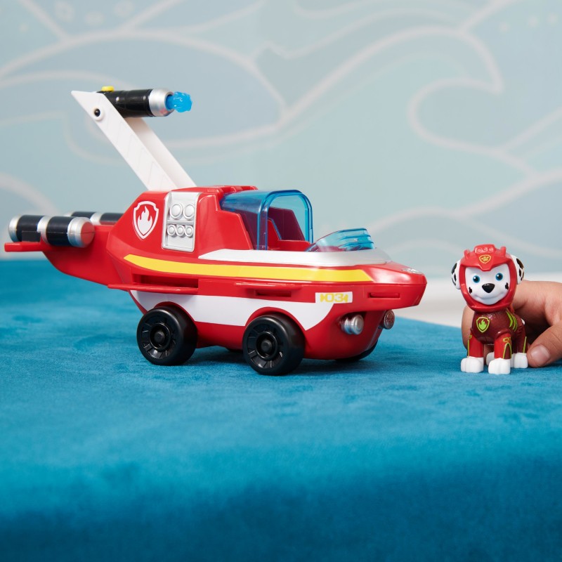 PAW Patrol , Veicolo Trasformabile Aqua Pups di Marshall per Avventure Marine, Personaggio di Marshall incluso, Giochi per