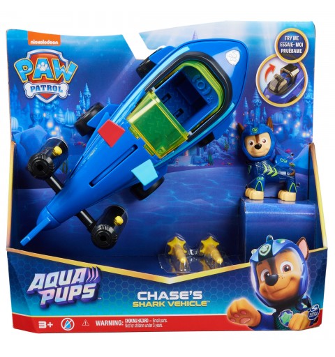 PAW Patrol Aqua Pups, Chase Transforming Shark Vehicle with Collectible Action Figure, Kids Toys for Ages 3 and up