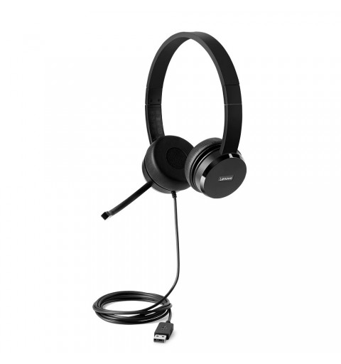 Lenovo 4XD0X88524 headphones headset Wired Head-band Office Call center Black
