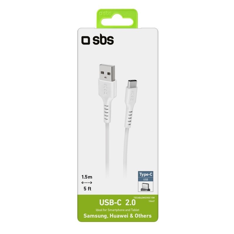 SBS TECABLEMICROC15W câble USB 1,5 m USB 2.0 USB A USB C Blanc