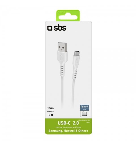 SBS TECABLEMICROC15W câble USB 1,5 m USB 2.0 USB A USB C Blanc