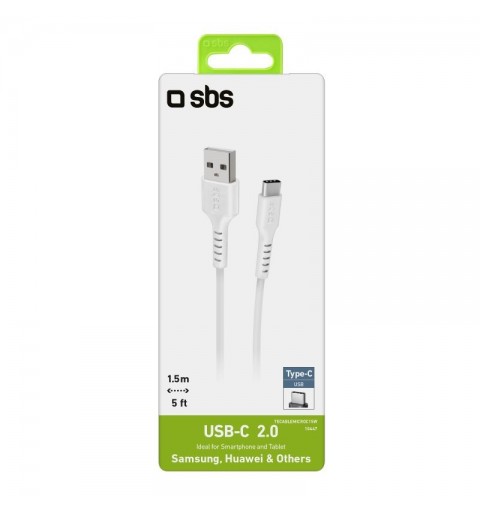 SBS TECABLEMICROC15W cable USB 1,5 m USB 2.0 USB A USB C Blanco