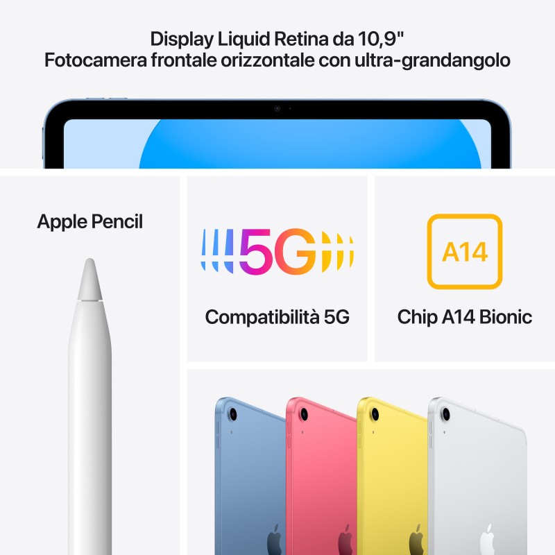 Apple iPad 5G TD-LTE & FDD-LTE 256 GB 27,7 cm (10.9") Wi-Fi 6 (802.11ax) iPadOS 16 Blau