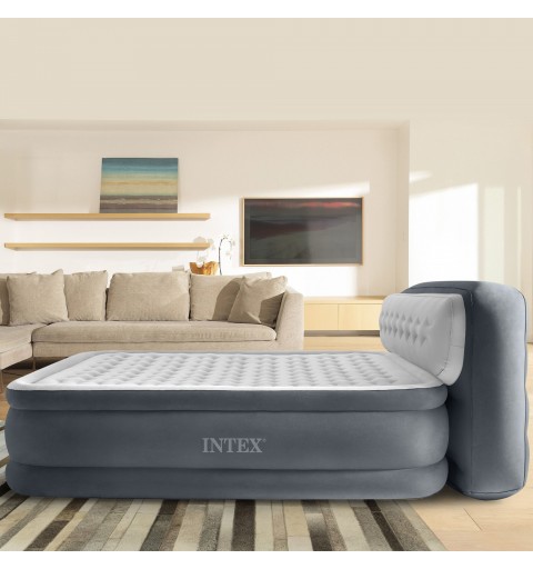 Intex DuraBeam Ultra Plush Headboard Colchón doble Gris, Gris claro