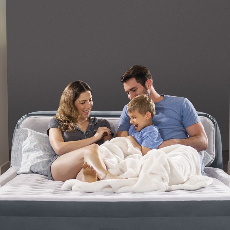 Intex DuraBeam Ultra Plush Headboard Colchón doble Gris, Gris claro