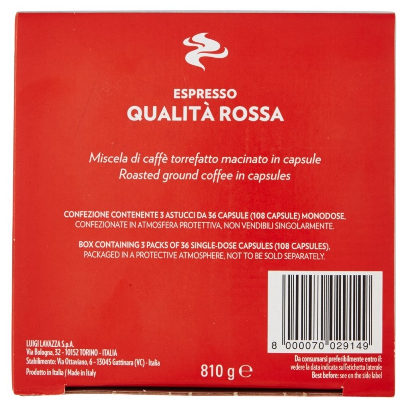 Lavazza Qualità Rossa Cápsula de café Tueste medio 108 pieza(s)