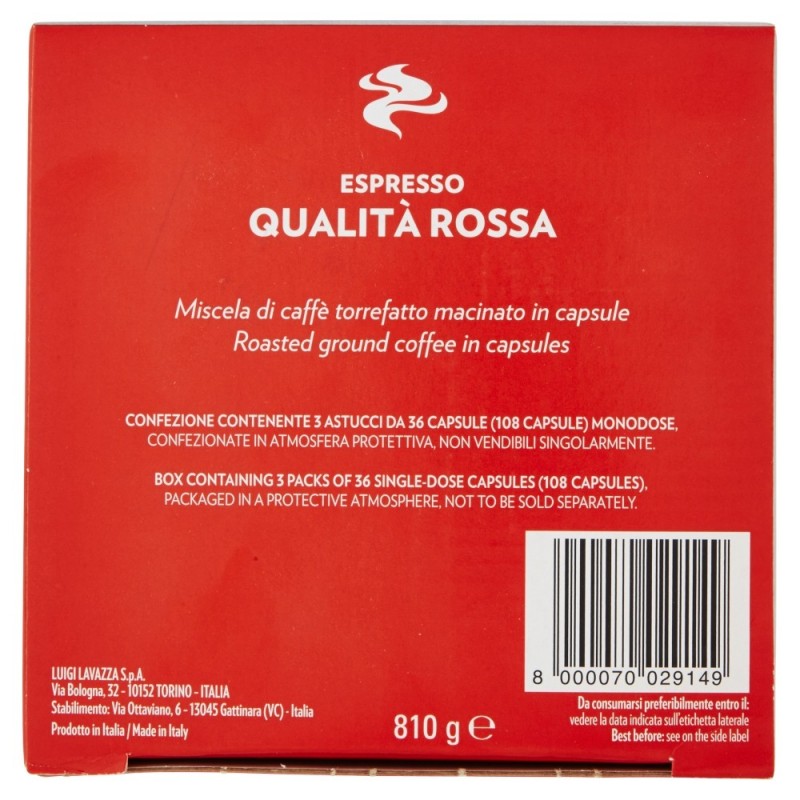 Lavazza Qualità Rossa Capsule de café Café moyennement torréfié 108 pièce(s)