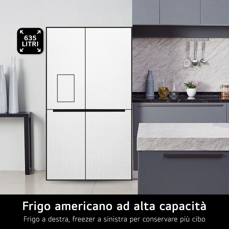 LG InstaView GSGV81EPLL Frigorifero Side-by-Side , Classe E, 635L, Wi-Fi, Senza allaccio