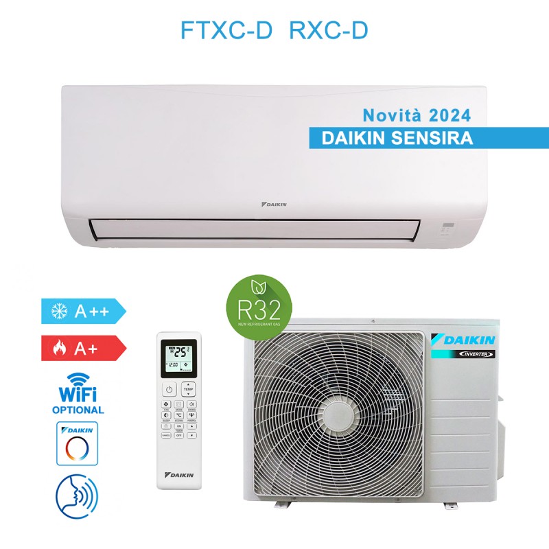 Daikin FTXC25D RXC25D Condizionatore Climatizzatore 9000BTU Sensira Siesta A++/A+ Inverter Wifi Ready R32 Bianco - Novità 2024