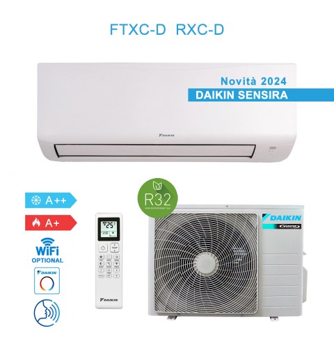 Daikin FTXC25D RXC25D Condizionatore Climatizzatore 9000BTU Sensira Siesta A++/A+ Inverter Wifi Ready R32 Bianco - Novità 2024