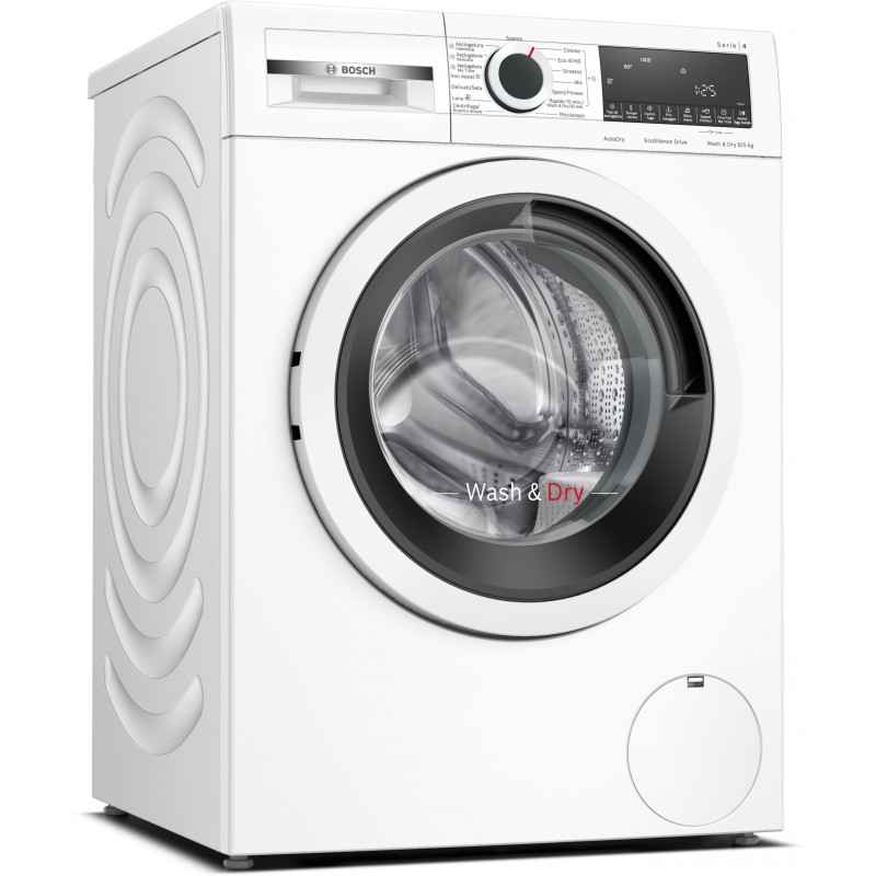 Bosch Serie 4 WNA144V0IT lavadora-secadora Independiente Carga frontal Blanco E