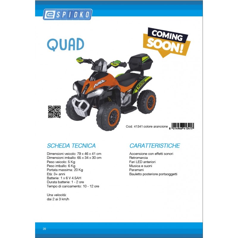 E-Spidko 41341 correpasillos o balancín infantil Quad de juguete eléctrico