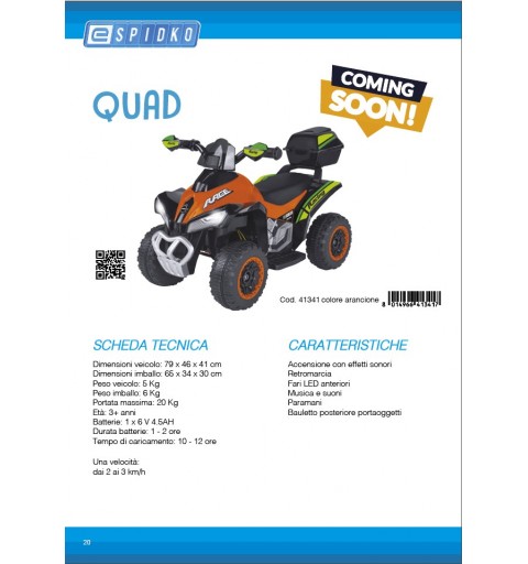 E-Spidko 41341 correpasillos o balancín infantil Quad de juguete eléctrico