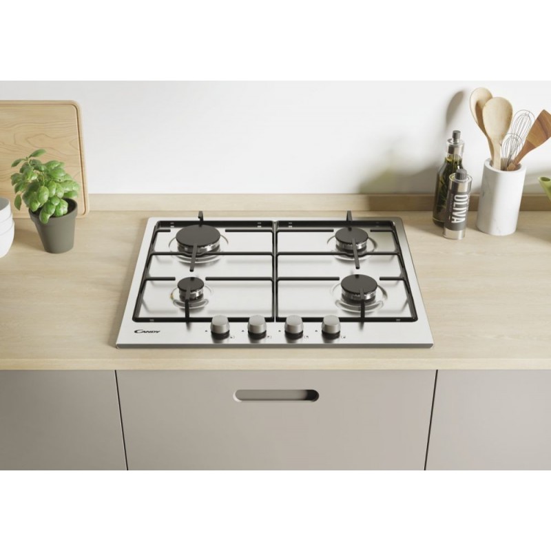 Candy Timeless CDOY6GRX Stainless steel Built-in 59 cm Gas 4 zone(s)