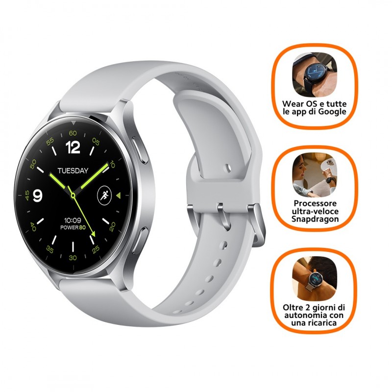 Xiaomi Watch 2 3,63 cm (1.43") AMOLED 46 mm Numérique 466 x 466 pixels Écran tactile Argent Wifi GPS (satellite)