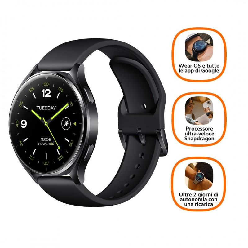 Xiaomi Watch 2 3,63 cm (1.43") AMOLED 46 mm Numérique 466 x 466 pixels Écran tactile Noir Wifi GPS (satellite)