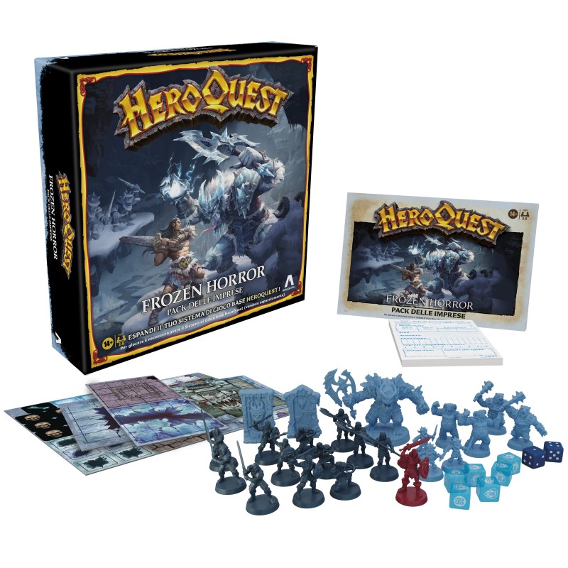 Avalon Hill , HeroQuest, Frozen Horror, gioco dungeon crawler, gioco da tavolo per adulti, per giocare è necessario avere il