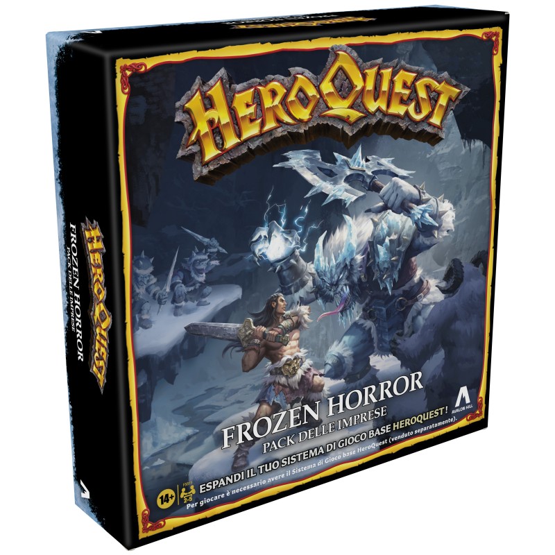 Avalon Hill , HeroQuest, Frozen Horror, gioco dungeon crawler, gioco da tavolo per adulti, per giocare è necessario avere il