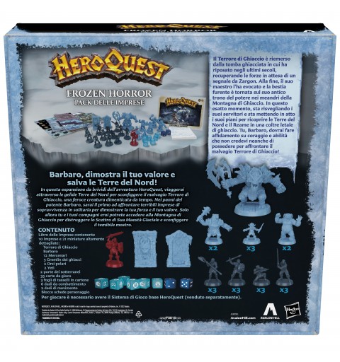 Avalon Hill , HeroQuest, Frozen Horror, gioco dungeon crawler, gioco da tavolo per adulti, per giocare è necessario avere il