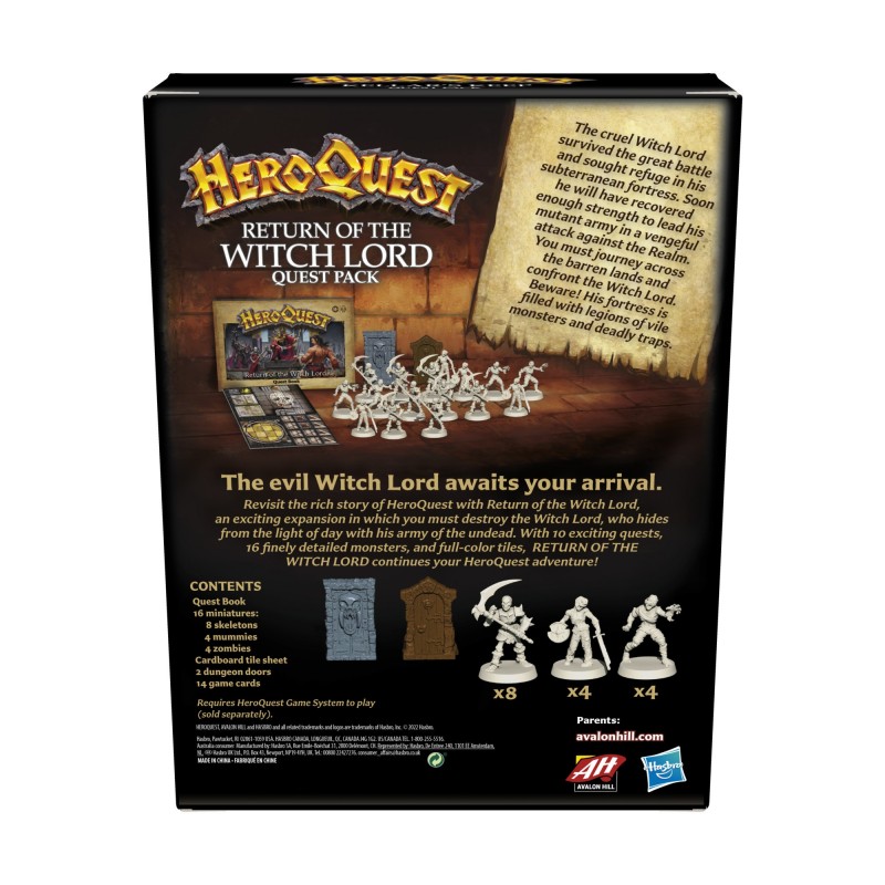 Hasbro Gaming Avalon Hill, HeroQuest, Il Ritorno del Signore degli Stregoni, gioco da tavolo per adulti, per giocare è